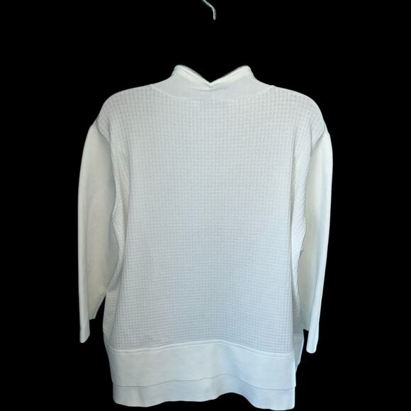 EUC Per Se by Carlisle Boxy White Textured Zip Front Cardigan 1/2 Sleeve Sz XXL - Picture 3 of 8